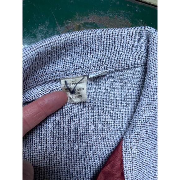 Leather Knit Cardigan Jacket Vintage 70s - Picture 6 of 7